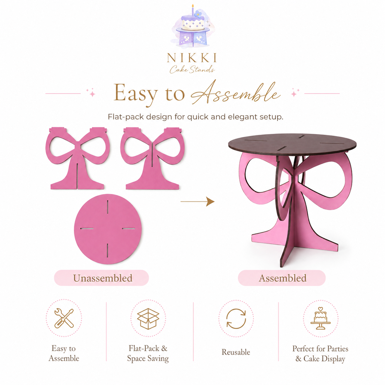 Bow Cake Stand – Reusable Flat-Pack Cake Display Stand (Copy)