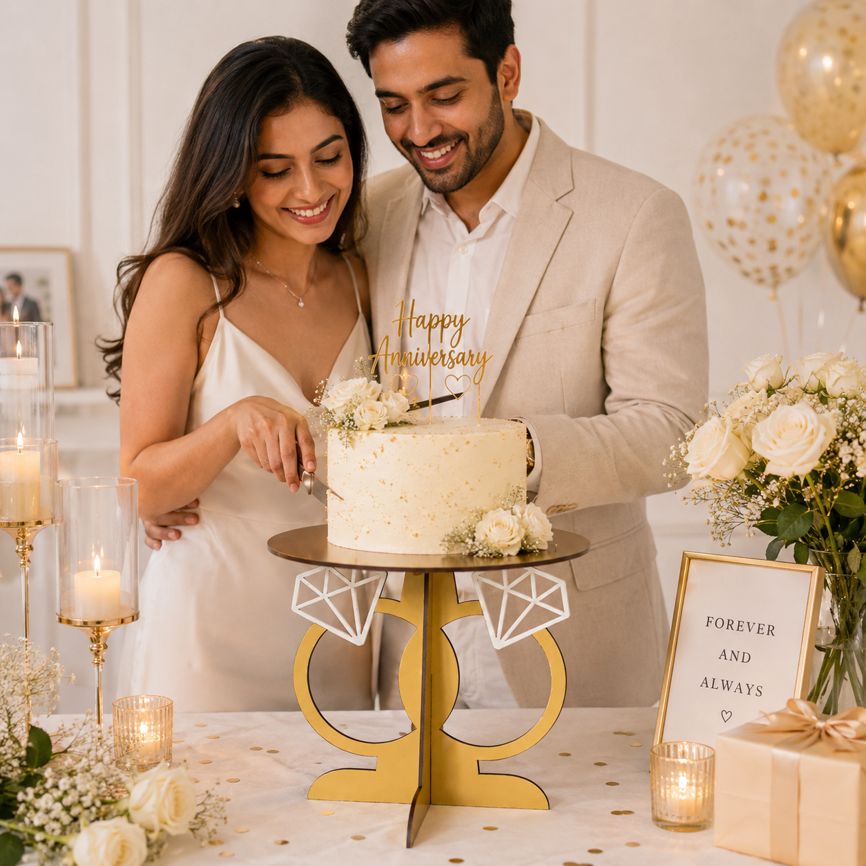 Ring Anniversary Cake Stand – Reusable Flat-Pack Cake Display Stand