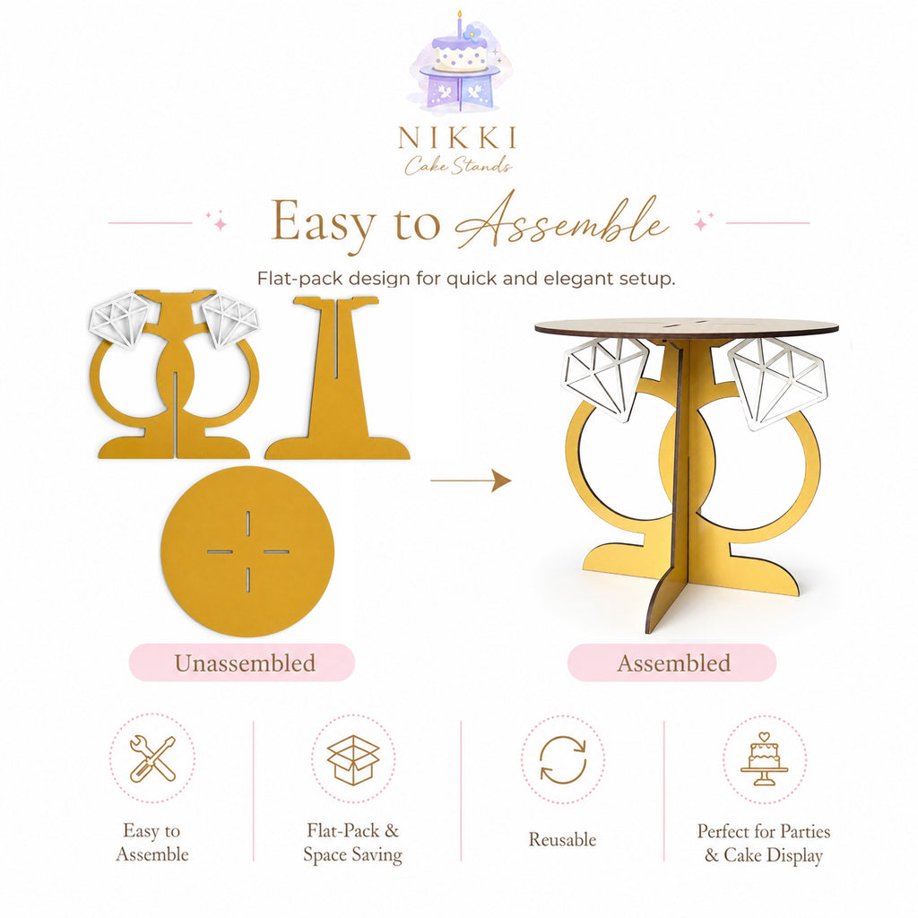 Ring Anniversary Cake Stand – Reusable Flat-Pack Cake Display Stand