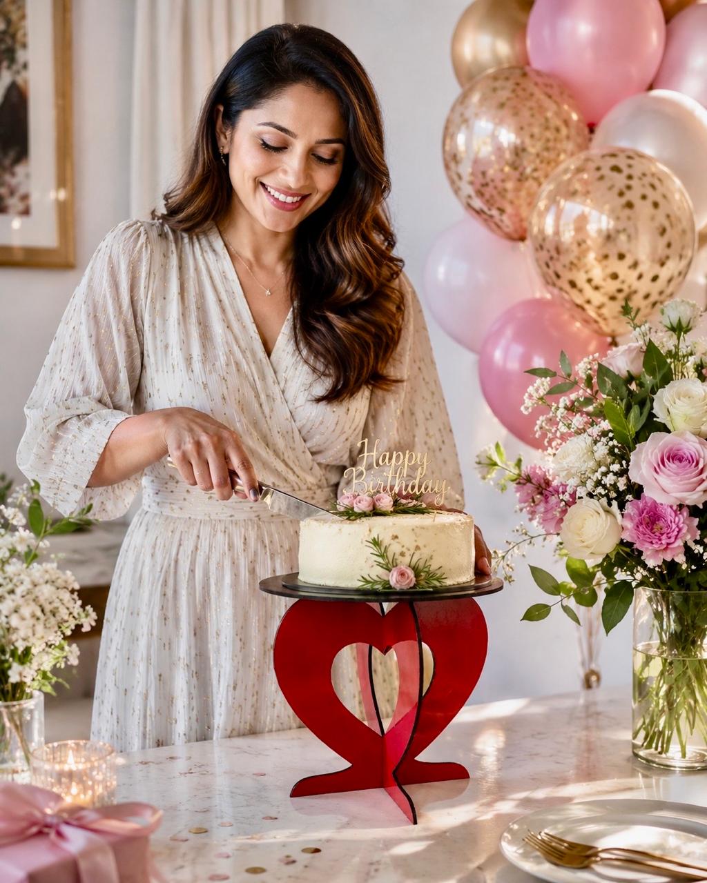 Heart Anniversary Cake Stand – Reusable Flat-Pack Cake Display Stand