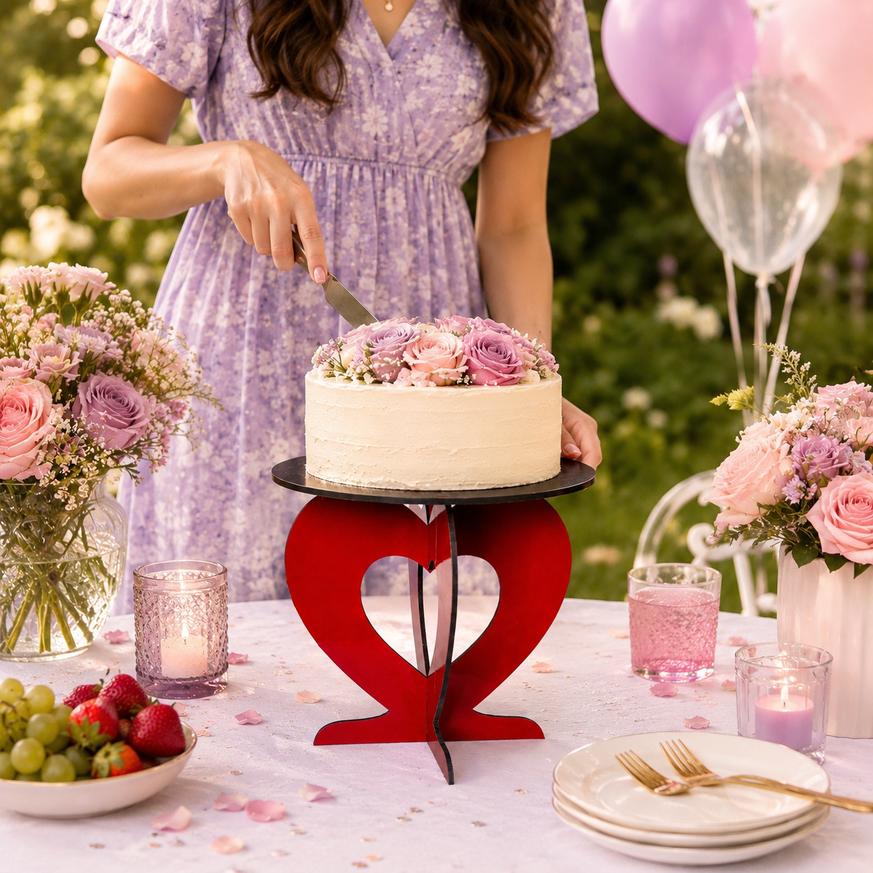Heart Anniversary Cake Stand – Reusable Flat-Pack Cake Display Stand