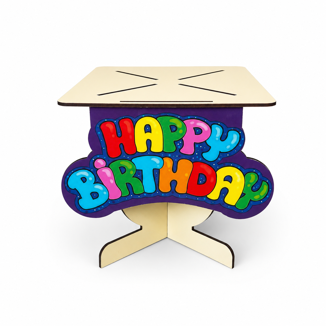 Happy Birthday Cake Stand – Reusable Flat-Pack Cake Display Stand