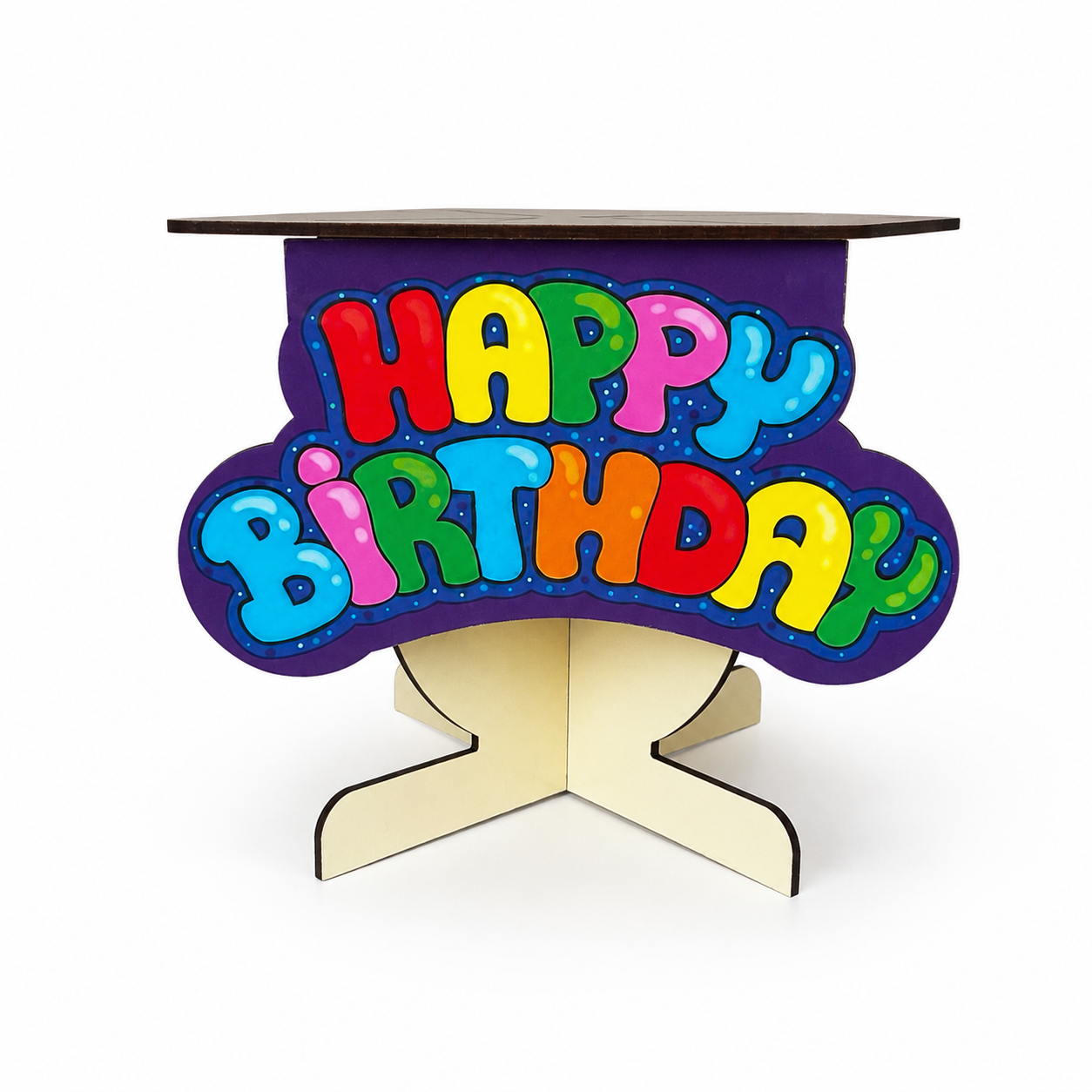 Happy Birthday Cake Stand – Reusable Flat-Pack Cake Display Stand