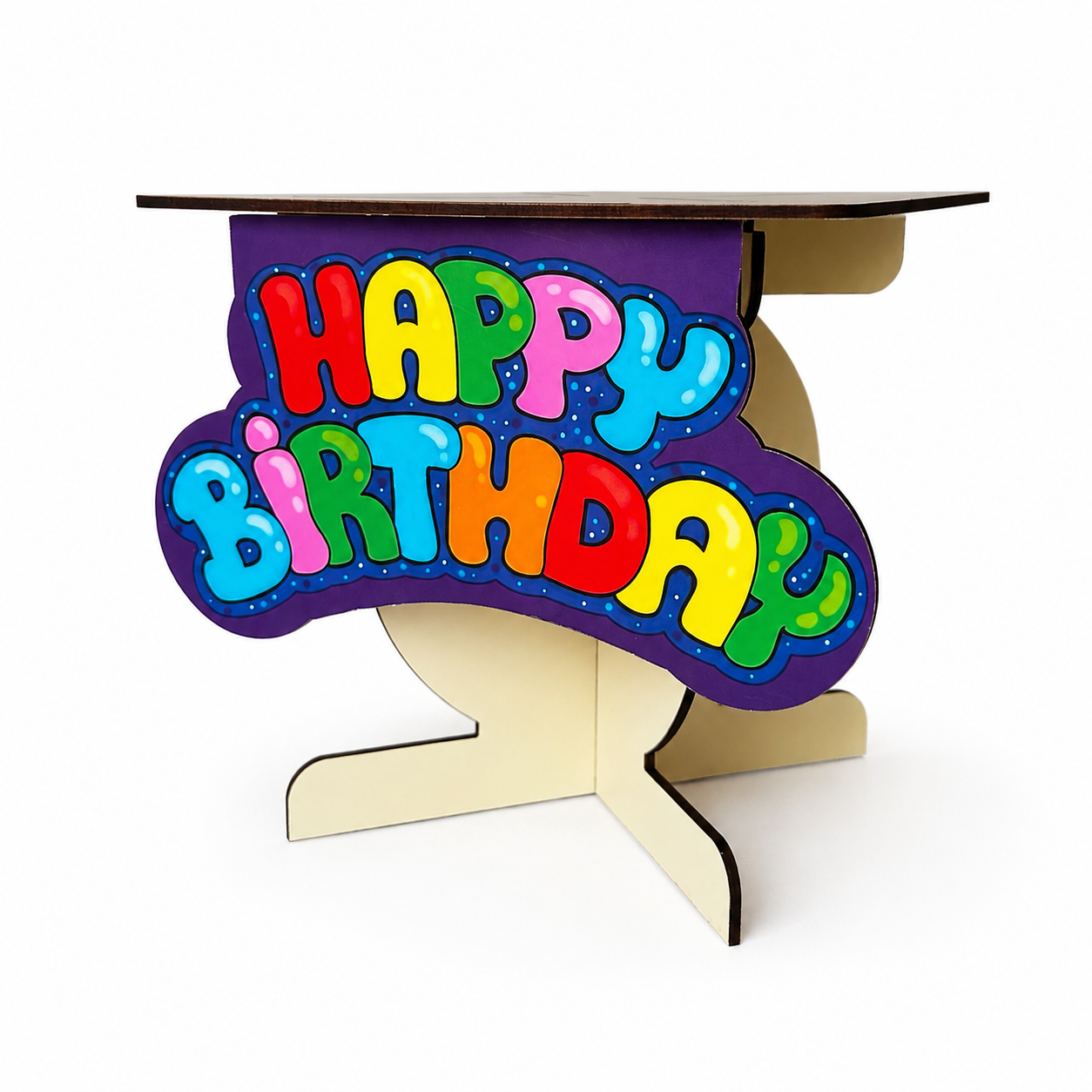 Happy Birthday Cake Stand – Reusable Flat-Pack Cake Display Stand
