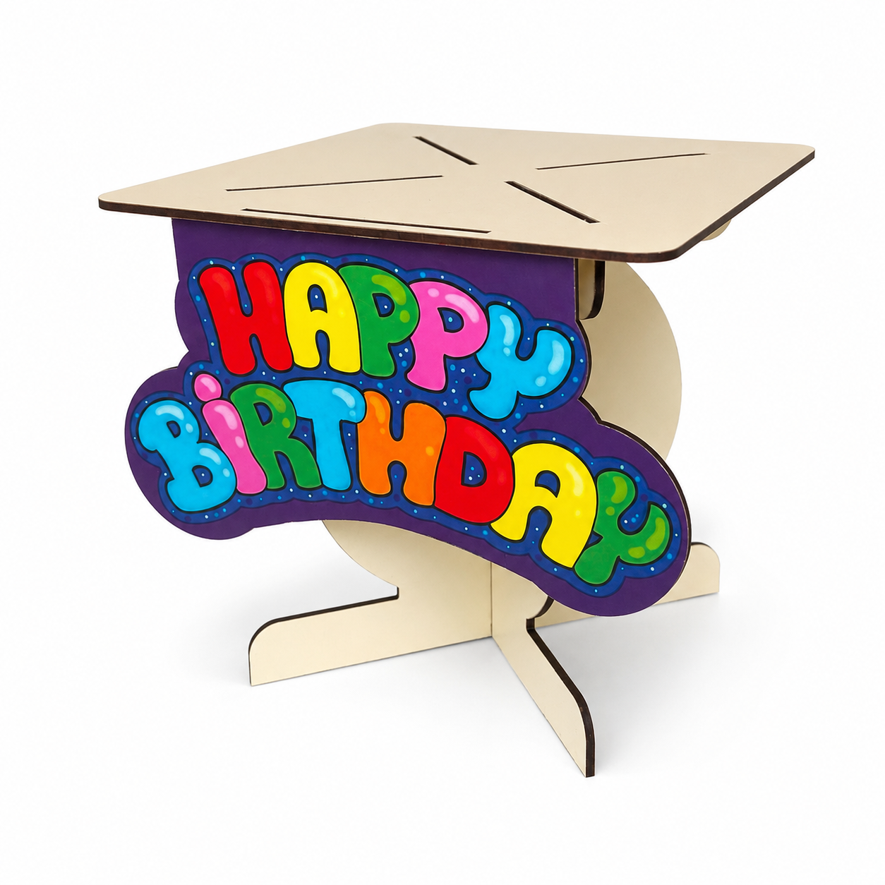 Happy Birthday Cake Stand – Reusable Flat-Pack Cake Display Stand